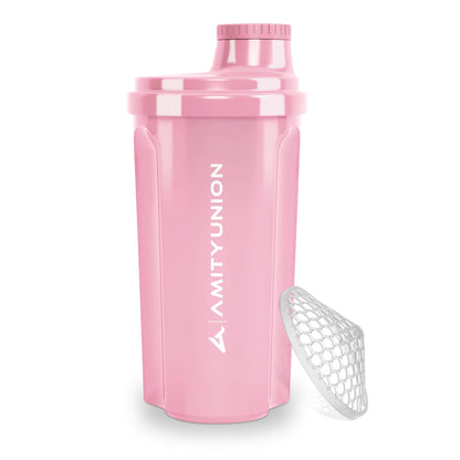 AMITYUNION Shaker per proteine 500 ml Heaven a prova di perdite, senza BPA con setaccio cliccabile e scala per frullati cremosi di siero di latte, shaker per proteine, originale in Rosa