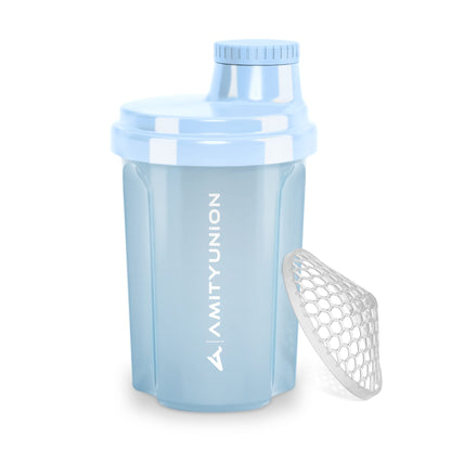 AMITYUNION Shaker per proteine 300 ml Heaven a prova di perdite, senza BPA con setaccio cliccabile e scala per frullati cremosi di siero di latte, shaker per proteine, originale in Fumo nero