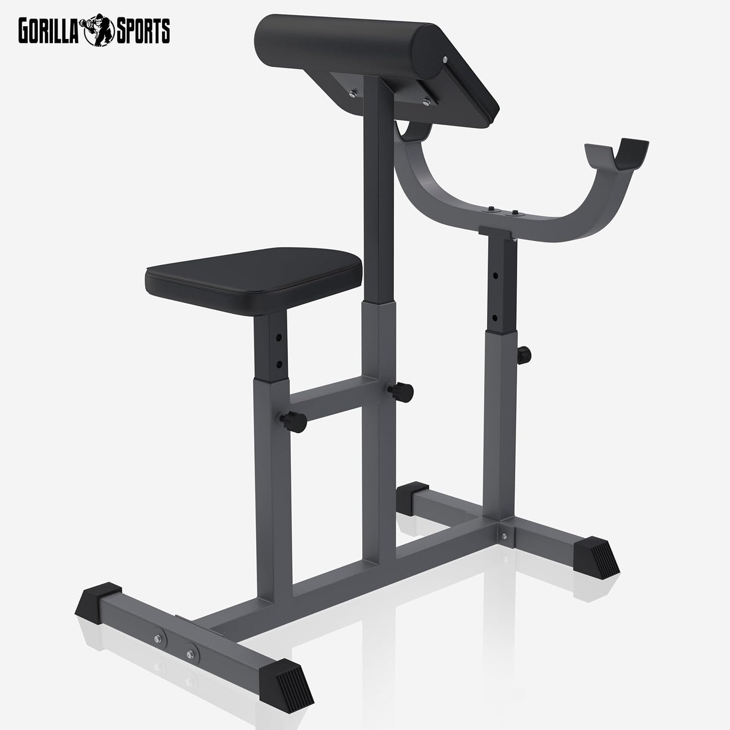 GYRONETICS® Panca per Bicipiti - Supporto per Bilanciere, Altezza e Sedile Braccia Regolabile, con Curl Pult, Carico Max 150 kg - Panca Pesi, Scottbank per Palestra, Fitness, Casa, Allenamento