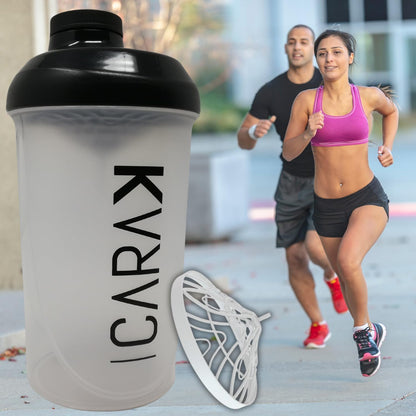 CARAK Shaker per proteine 500ML funzione miscelatore con filtro per infusione per frullati proteici per il fitness contenitore graduato con tappo filettato sicuro - lavabile