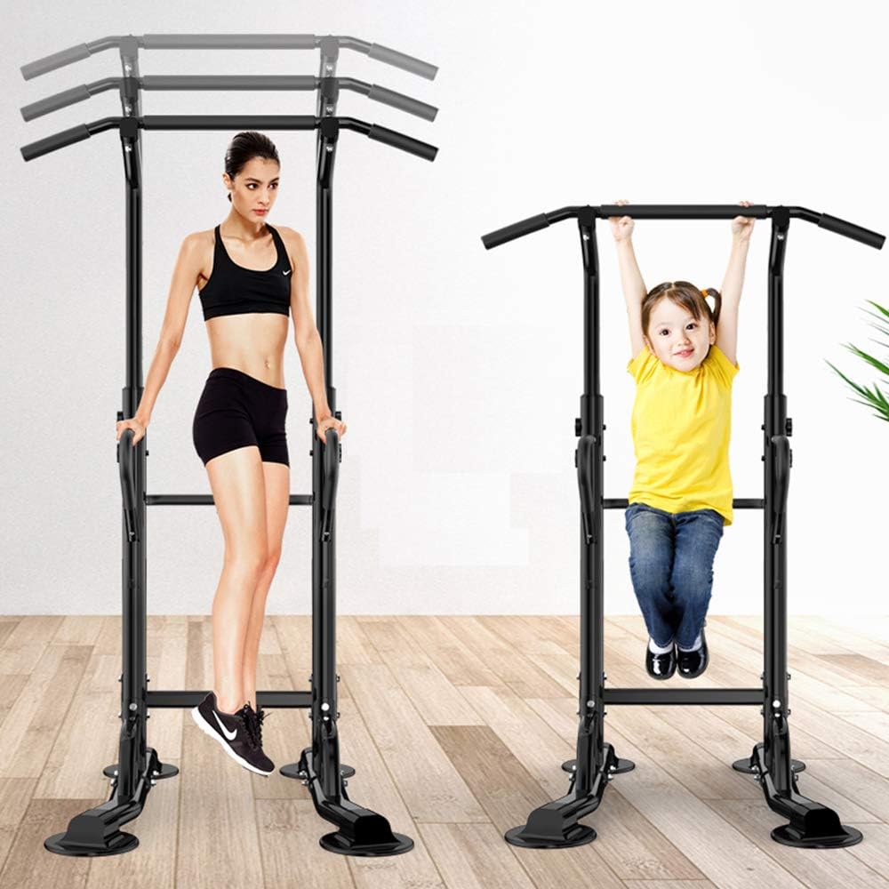 sogesfurniture Power Tower, Dip Station, Sbarra per trazioni,Fitness Multifunzione per Flessioni Trazioni Fitness e Addominali,Altezza Regolabile da 165-210 cm, BHEU-PSBB005