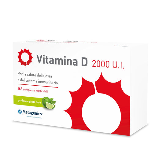 Metagenics Vitamina D 2000 U.I. - Integratore Sistema Immunitario - Per la Salute delle Ossa - 168 Compresse Masticabile