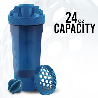 KICHLY 2 Pacco Bottiglia Shaker per Proteine Classico con Shaker Ball (700 ml) e Contenitore per Conservare Gli Integratori – Perfetto Compagno di Palestra (Nero)