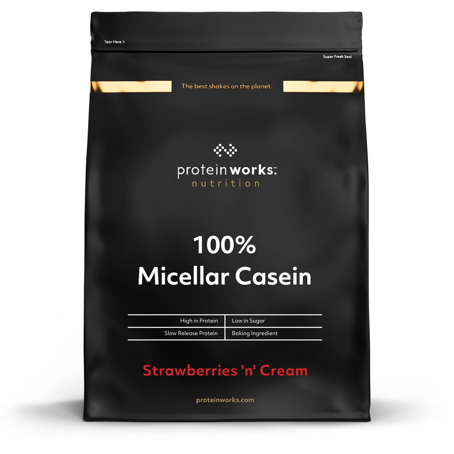 Caseina Micellare 100% Proteine In Polvere THE PROTEIN WORKS | Frullato Proteico A Rilascio Lento | Aminoacidi | Supporta Il Recupero | Panna & Fragole, 500 g