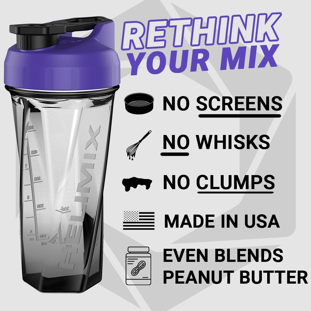 HELIMIX 1,5 Vortex Blender Shaker bottiglia contiene fino a 828 ml | Nessuna palla o frusta | Prodotto negli Stati Uniti | Portatile pre allenamento Proteine del siero di latte shaker tazza | Mescola