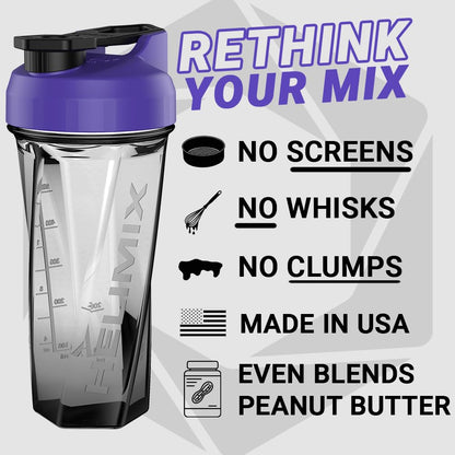 HELIMIX 1,5 Vortex Blender Shaker bottiglia contiene fino a 828 ml | Nessuna palla o frusta | Prodotto negli Stati Uniti | Portatile pre allenamento Proteine del siero di latte shaker tazza | Mescola