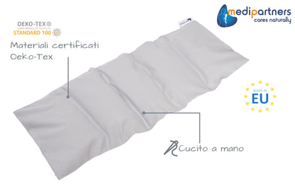 Medi Partners Cuscino Termico noccioli ciliegio 60x20cm 800g 100% Cotone 5 Camere Grande Terapia del freddo Federa sfoderabile (Stelle)