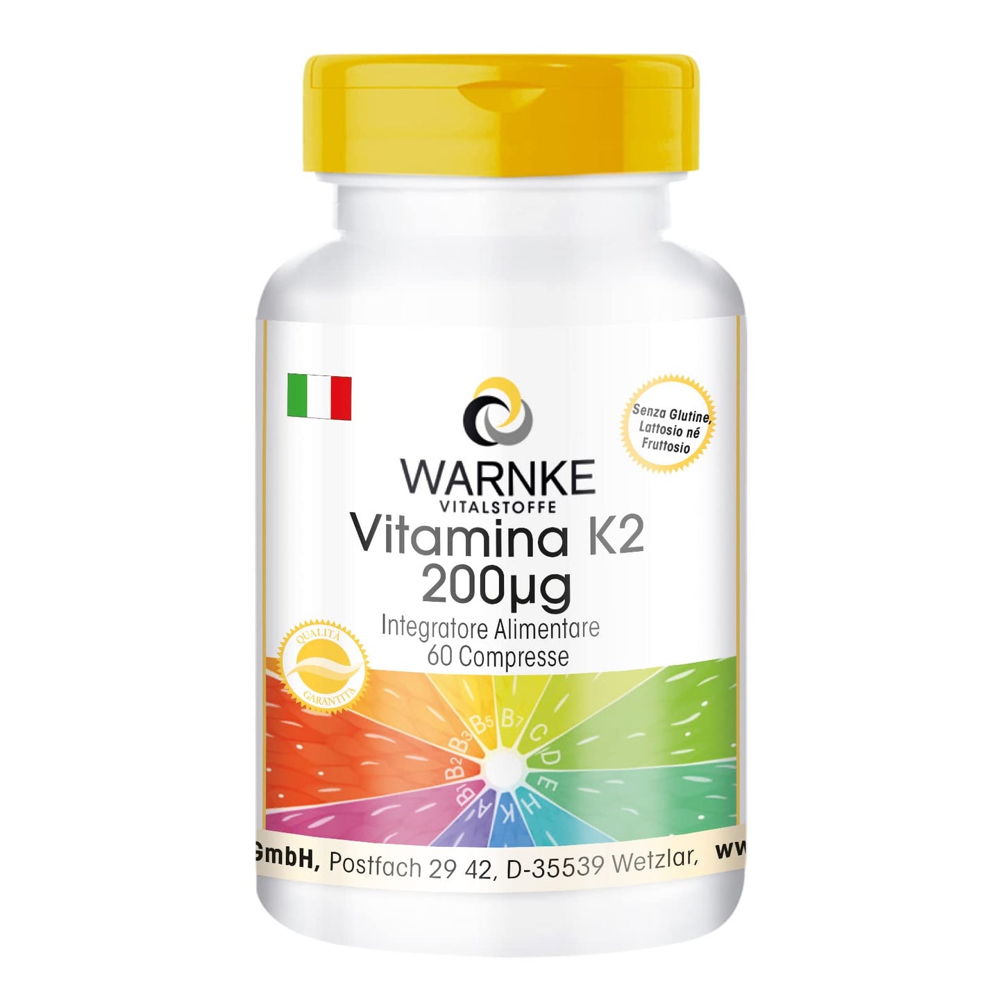 Vitamina k2 mk7 200 mcg - 60 compresse - Menachinone naturale MK-7 - vegano | Warnke Vitalstoffe - Qualità da farmacia tedesca