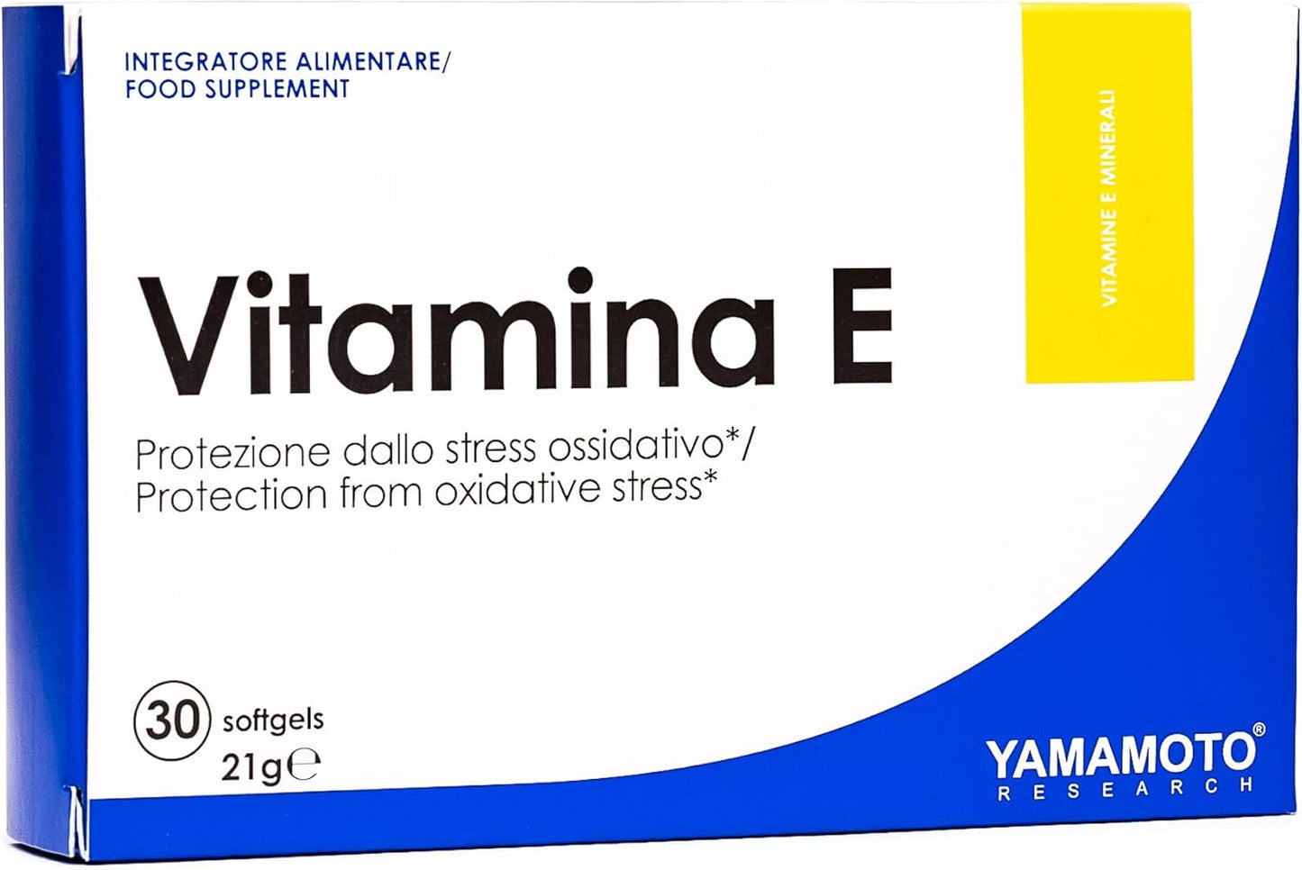 YAMAMOTO RESEARCH Vitamina E 36mg 30 Softgels, Integratore Alimentare di Vitamina E, Azione Antiossidante e Antinfiammatoria, Sostiene il Sistema Immunitario e la Vista