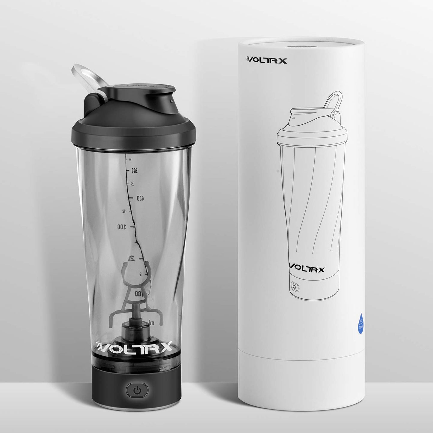 VOLTRX Shaker per Proteine Elettrico, Fatto con Tritan - Senza BPA - 24oz(700ml) Vortex Portatile Mixer Cup/Tazze Shaker Ricaricabili USB per Frullati Proteici (Nero)