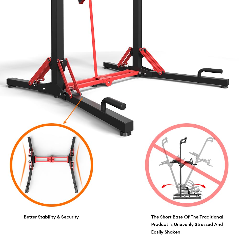 ONETWOFIT Power Tower pieghevole Dip Station Barra per trazioni, Regolabile in altezza Multifunzione stazione di potenza per la Palestra di casa Allenamento della Forza Attrezzatura per Il Fitness