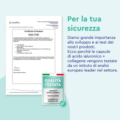 Collagene e Acido Ialuronico Integratore 180 Capsule, + Vitamina C, Biotina, Zinco e Selenio, 1000mg Collagene Idrolizzato + 200mg Acido Ialuronico con Bambù & Silicio