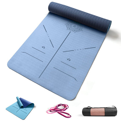 FP-TECH Tappetino da Yoga Imbottito Antiscivolo Fitness Pilates Ginnastica in TPE Mat con Sacca 183 X 68 X 0.8 CM