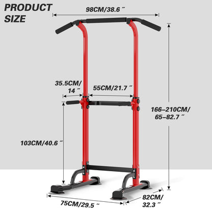 SogesHome Power Tower Stazione Multifunzionale Professionale Barra per Esercizi a Torre per Esercizi di Allenamento a casa e Palestra 75 x 82 x 165-210 cm