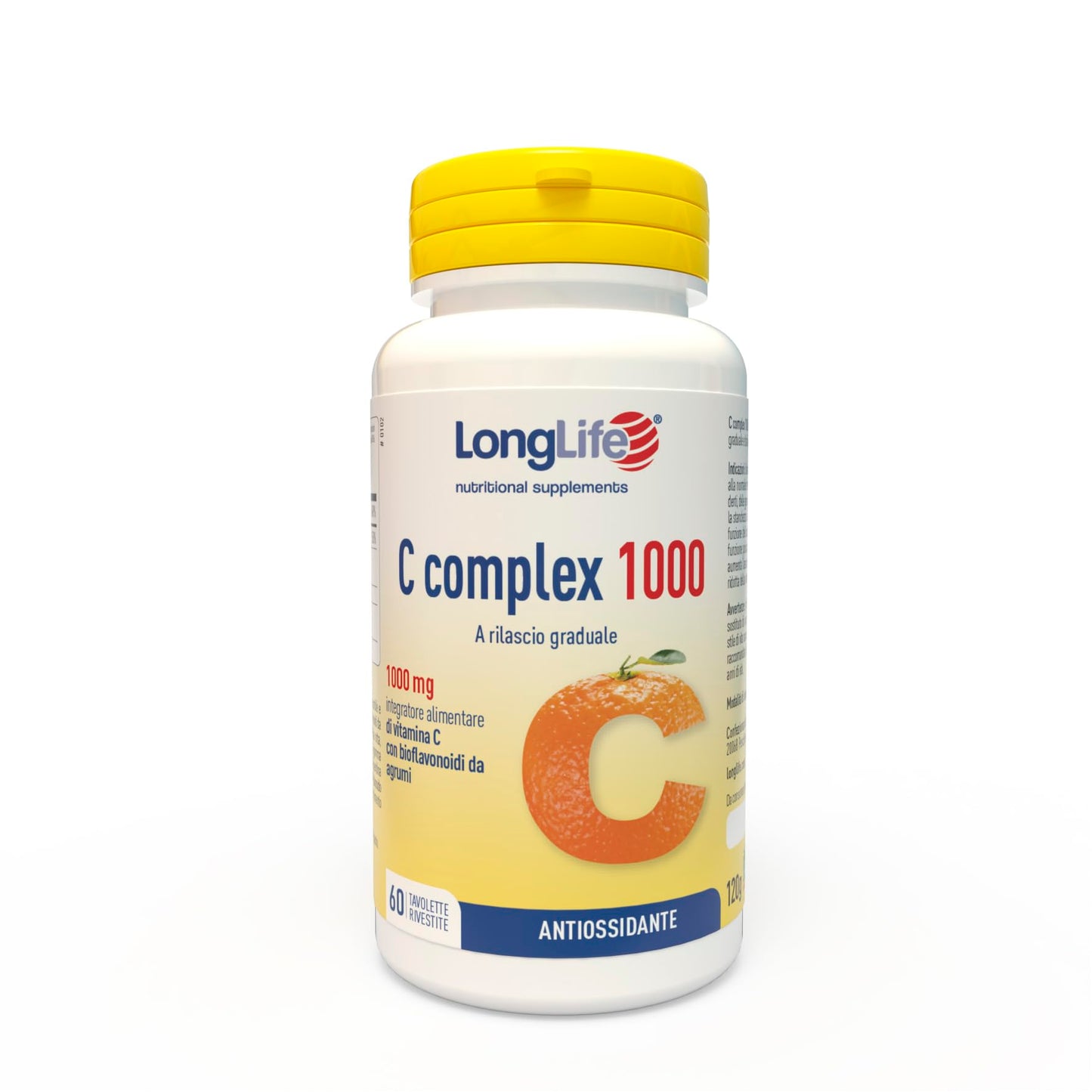 LongLife® C Complex 1000 | Vitamina C 1000mg a rilascio graduale | Alto dosaggio | Con bioflavonoidi da agrumi e quercetina | Difese immunitarie | 2 mesi di trattamento | Senza glutine e vegan