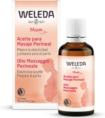 Weleda olio massaggio perineale, prodotto cosmetico per massaggi perineo pre e post gravidanza, trattamento specifico per il pavimento pelvico, dermatologicamente testato (1x50 ml)