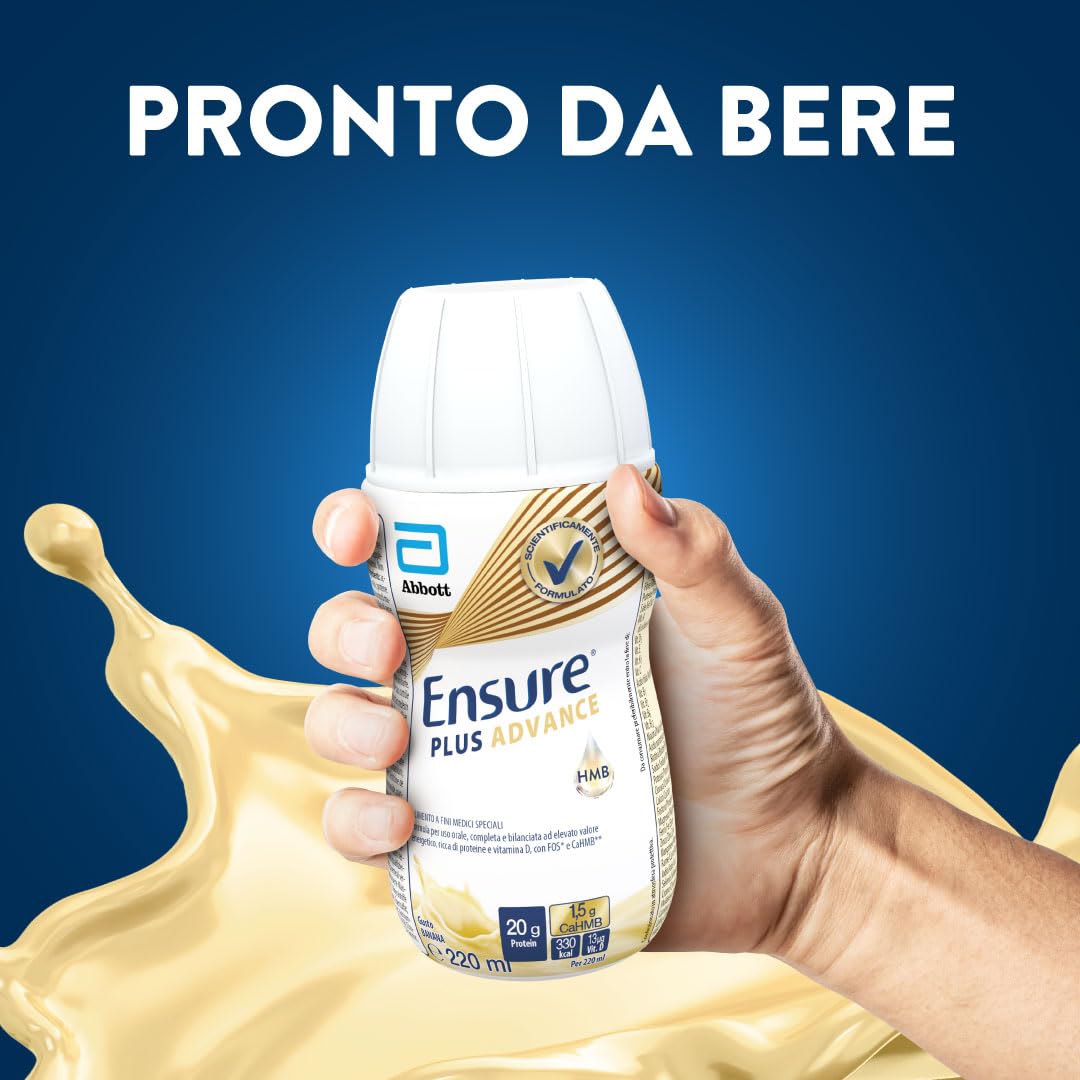 Ensure Plus Advance Supplemento Nutrizionale Ipercalorico ed Iperproteico |Formato bevanda| Alimento a fini medici speciali iperproteico| Confezione 4x220ml Gusto Cioccolato