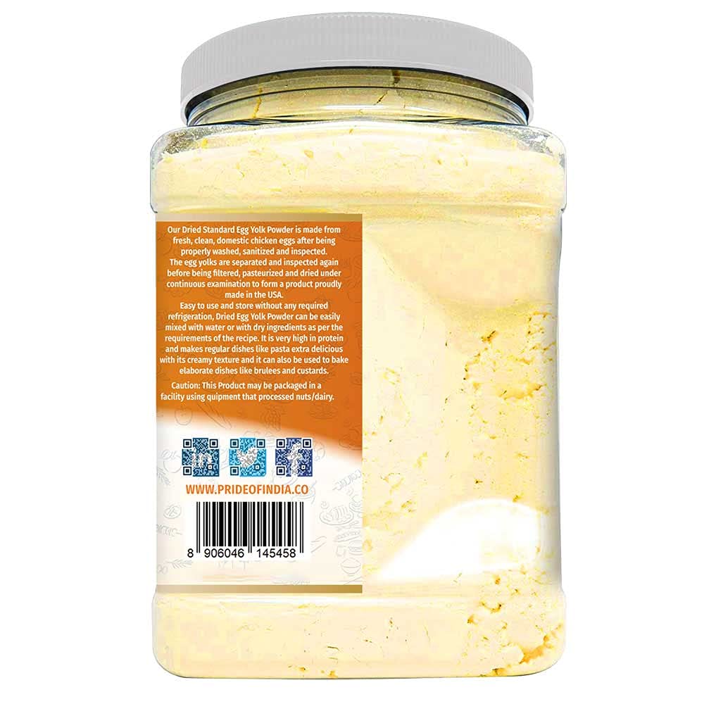 Tuorlo d'uovo eggylicious in polvere, proteine naturali essiccate in polvere, a base di uova fresche, pastorizzate, frullati, non OGM, senza additivi, utilizzate per la cottura, 1 libbre (16 oz)