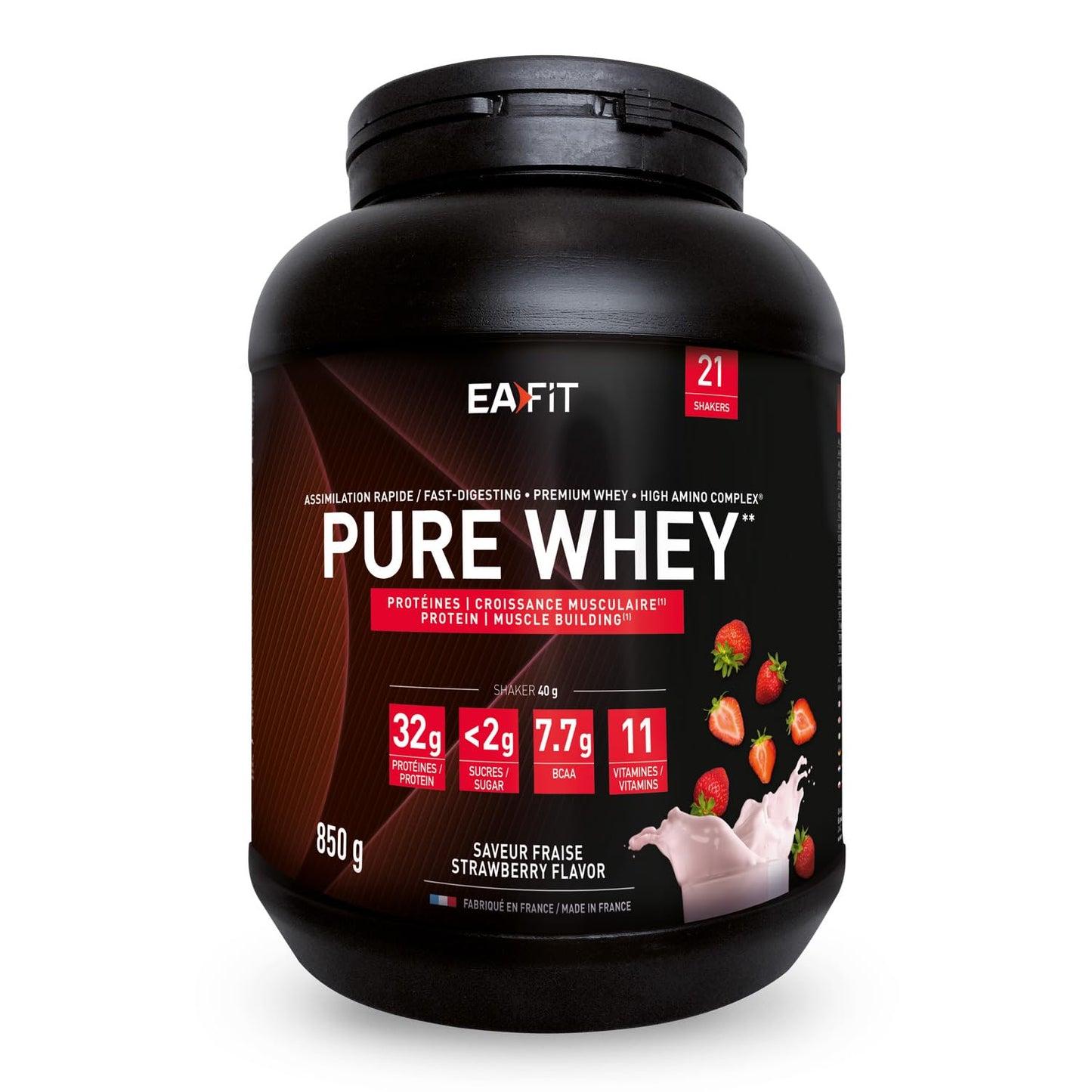 Proteine Whey Pure Whey EAFIT, 850g, Proteine in Polvere del Siero del Latte, Gusto Intense Vaniglia, Aminoacidi ed Enzimi Digestivi, Proteine Massa Muscolare, Assimilazione Rapida, Whey Protein