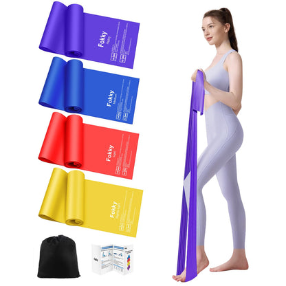 Fokky Elastici Fitness [Set di 4], 1.5M Elastico Fitness con 4 Livelli di Resistenza, Elastici Palestra con Borsa per il Trasporto, Bande Elastiche Fitness per Pilates Yoga Fitness Crossfit