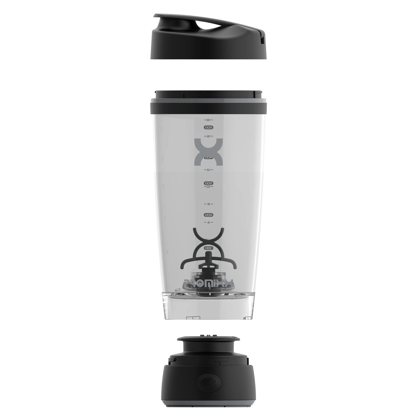 Promixx Bottiglia Originale Shaker - Alimentato a Batteria per Frullati di Proteine Lisci - Senza BPA, Tazza da 600ml (Bianco)