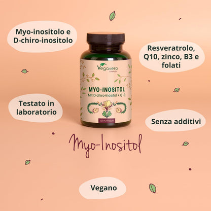 Integratore INOSITOLO | Myo & D Chiro Inositolo, Folato 5-MTHF, Vitamina B6 e Zinco | PCOS e Ovaio Policistico | 120 capsule | Vegan | Vegavero®