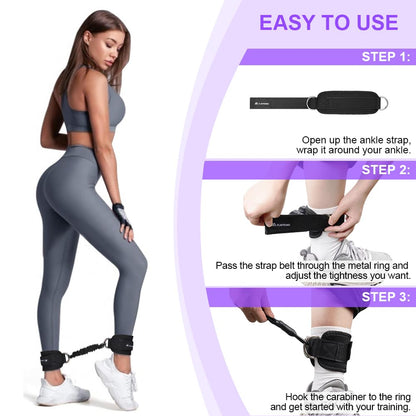 Flintronic Set di Fasce di Resistenza con Cinghie per Caviglia, Elastici Fitness Set, 3 Resistance Band, Bande Elastici Fitness, Attrezzatura per Allenamento Glutei per Fitness a Casa Yoga Pilates