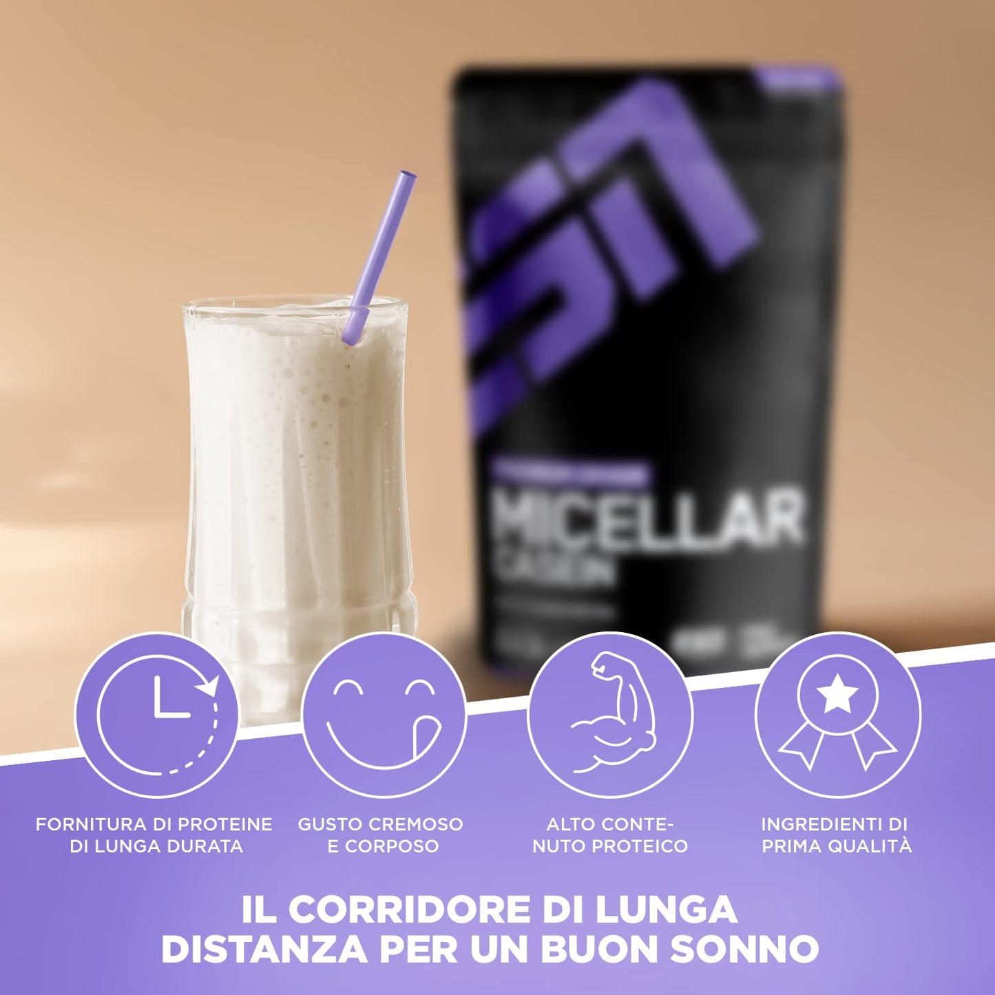 ESN Micellar Casein, Naturale, 1000g, Caseina in Polvere