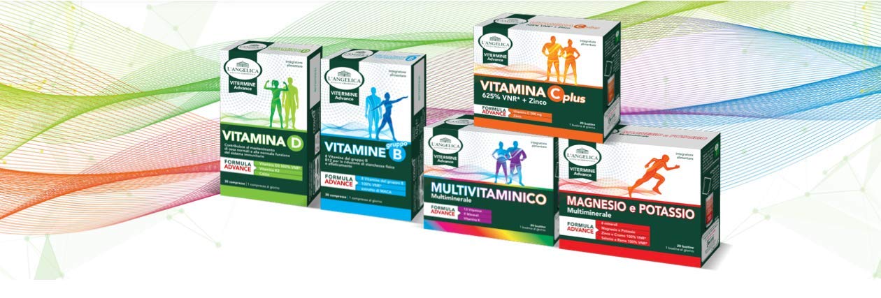 L'Angelica, Integratore Multivitaminico Con 13 Vitamine, 9 Minerali e Vitamina K, Recupero ed Energia, Vegano, Senza Glutine, Senza Lattosio - Formato: 20 bustine effervescenti