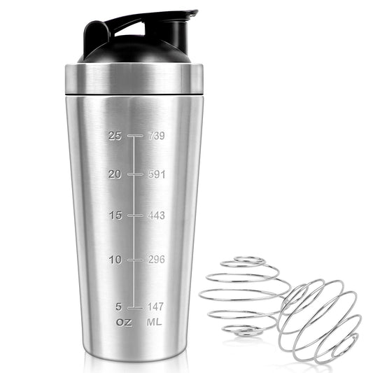 JOLIGAEA Shaker Proteico in Acciaio Inox, Shaker per Proteine Fitness 750 ml, Coppa Sport per Palestra, Allenamento, Fitness