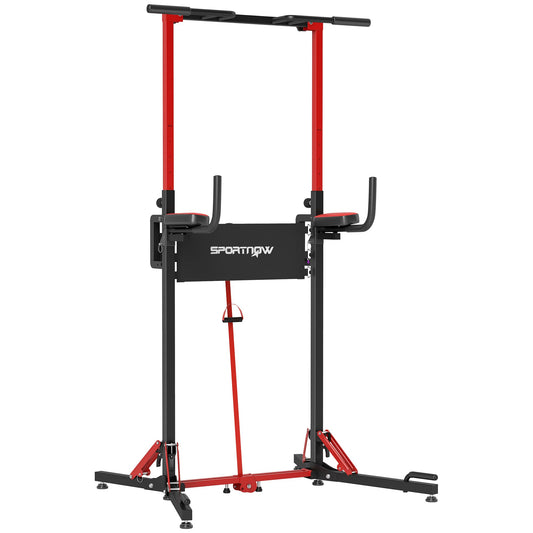 SPORTNOW power tower regolabile in altezza da 127 a 223 cm, power tower multifunzionale, torre per pull-up pieghevole, barra per pull-up, stazione di forza max. 120 kg, per l'allenamento domestico