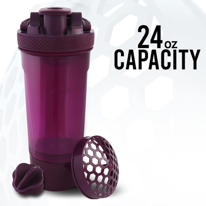 KICHLY 2 Pacco Bottiglia Shaker per Proteine Classico con Shaker Ball (700 ml) e Contenitore per Conservare Gli Integratori – Perfetto Compagno di Palestra (Nero)