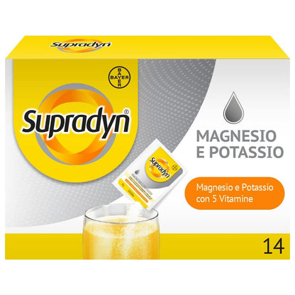 Supradyn Magnesio e Potassio Integratore Multivitaminico con Vitamine B, Vitamina C e Sali Minerali per Stanchezza, Caldo e Sport, 60 Bustine Effervescenti Senza Zucchero, Gusto Arancia