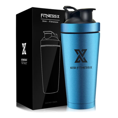 X SIM FITNESSX Shaker Proteico in acciaio inox 700 ml per sport Shaker Proteico con sfera Vacumm Shaker