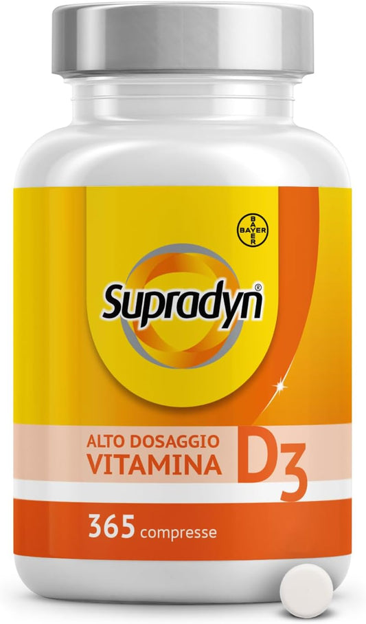 Supradyn Compresse di Vitamina D 2000 UI Alto Dosaggio (50 μg) - Integratore Vitamina D3 per il Supporto del Sistema Immunitario e la Salute delle Ossa - 365 compresse fornitura annuale