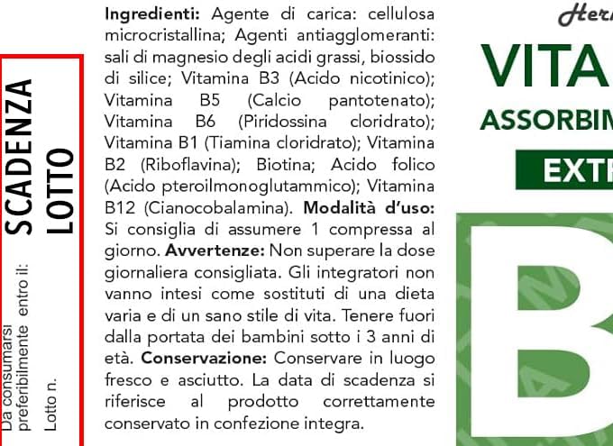 VITAMINA B EXTRA FORTE I 365 Compresse (Scorta Per 12 Mesi)| Complex di Vitamina B con Vitamina B1, B2, B3, B5, B6, B12, con Biotina, Acido Folico e Vitamina B12