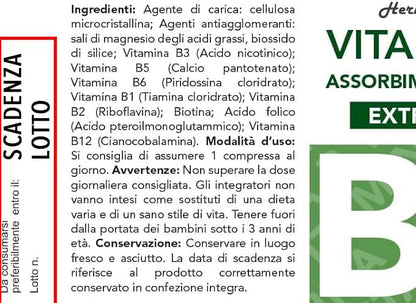 VITAMINA B EXTRA FORTE I 365 Compresse (Scorta Per 12 Mesi)| Complex di Vitamina B con Vitamina B1, B2, B3, B5, B6, B12, con Biotina, Acido Folico e Vitamina B12