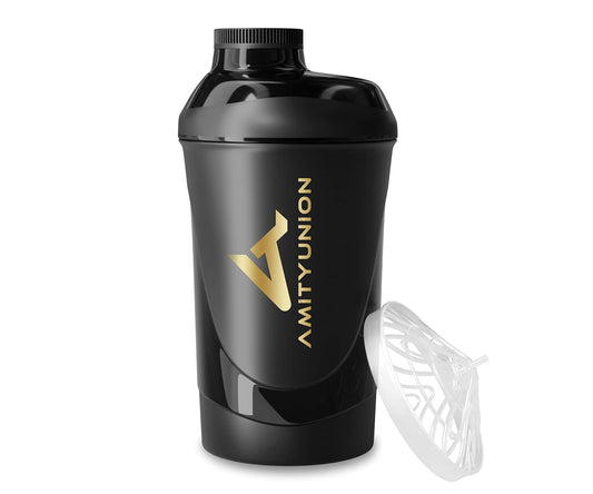 AMITYUNION Shaker per proteine - L'ORIGINALE Senza BPA con setaccio, scala per frullati di siero di latte cremosi, tazze Gym Deluxe per isolati e concentrati sportivi