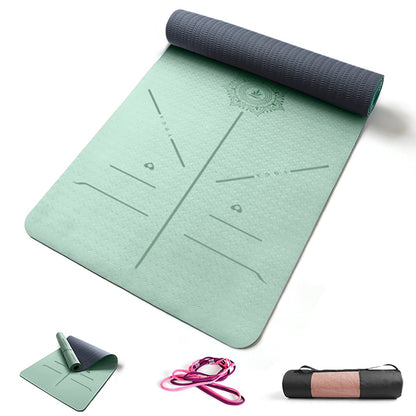 FP-TECH Tappetino da Yoga Imbottito Antiscivolo Fitness Pilates Ginnastica in TPE Mat con Sacca 183 X 68 X 0.8 CM