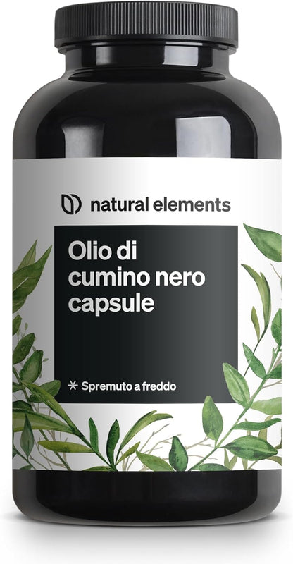 Olio di semi di cumino nero spremuto a freddo (Nigella sativa originale) - 400 capsule in una fornitura di 6 mesi - 1000 mg di olio di semi di cumino nero egiziano/dose giornaliera - naturale