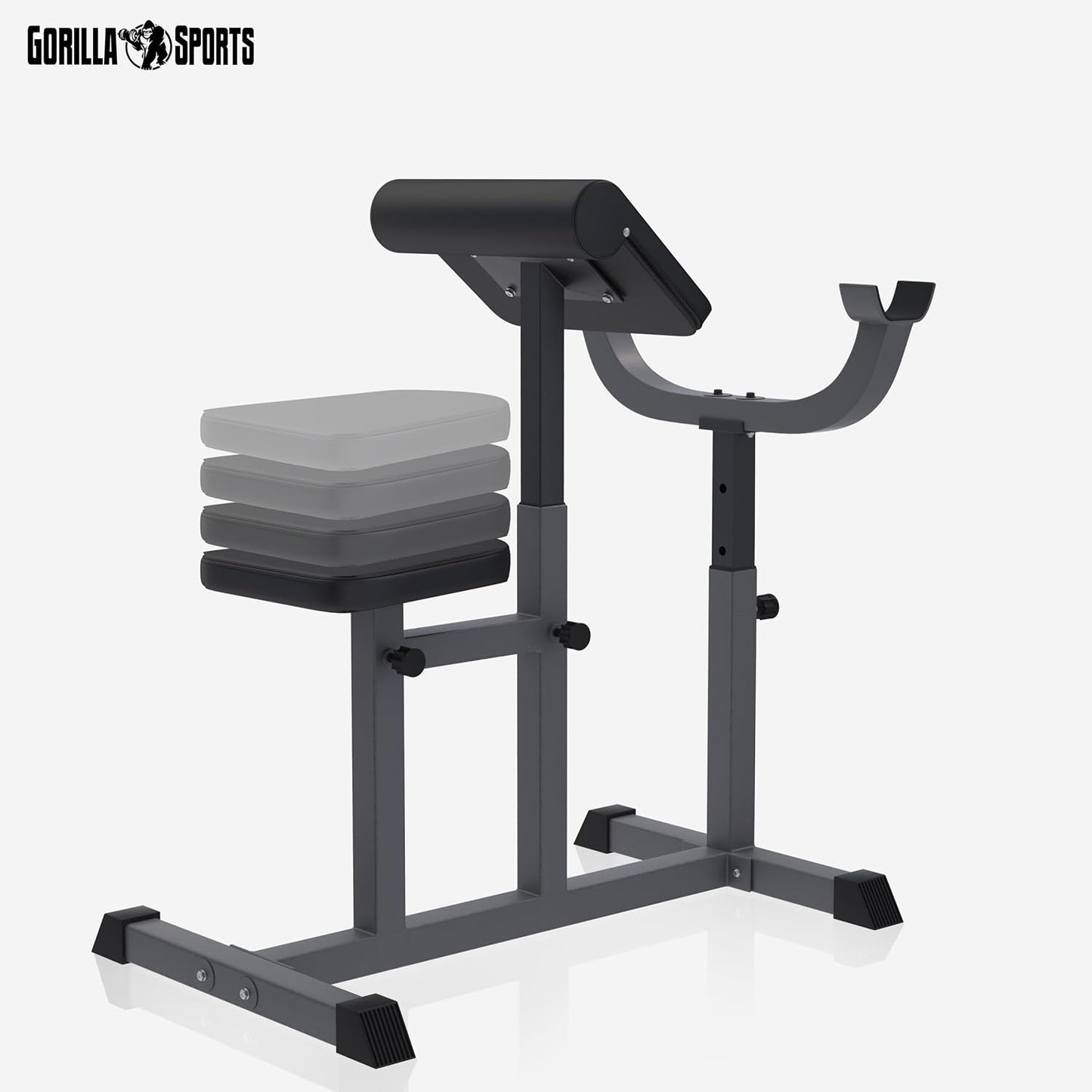 GYRONETICS® Panca per Bicipiti - Supporto per Bilanciere, Altezza e Sedile Braccia Regolabile, con Curl Pult, Carico Max 150 kg - Panca Pesi, Scottbank per Palestra, Fitness, Casa, Allenamento