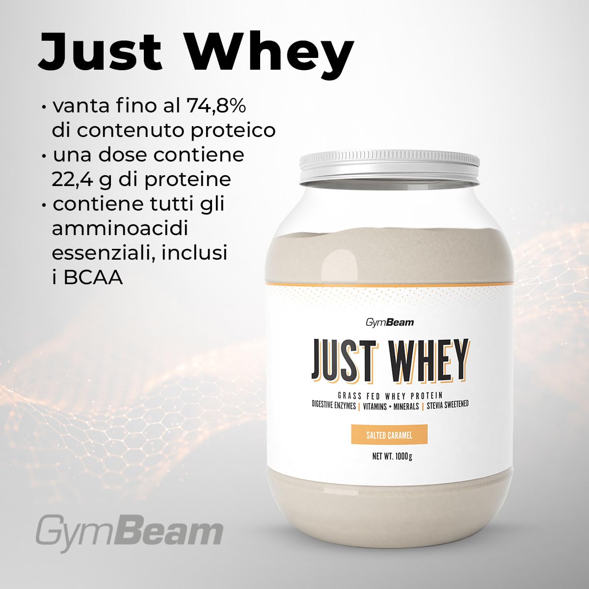 GymBeam Just Whey, Proteine in Polvere Multicomponente da Siero di Latte, Concentrato e Idrolizzato, 22,4g Proteine per Dose, con BCAA e Amminoacidi Essenziali (1000 g, Chocolate Milkshake)