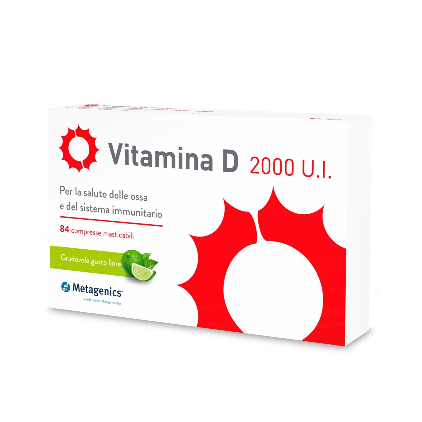 Metagenics Vitamina D 2000 U.I. - Integratore Sistema Immunitario - Per la Salute delle Ossa - 168 Compresse Masticabile