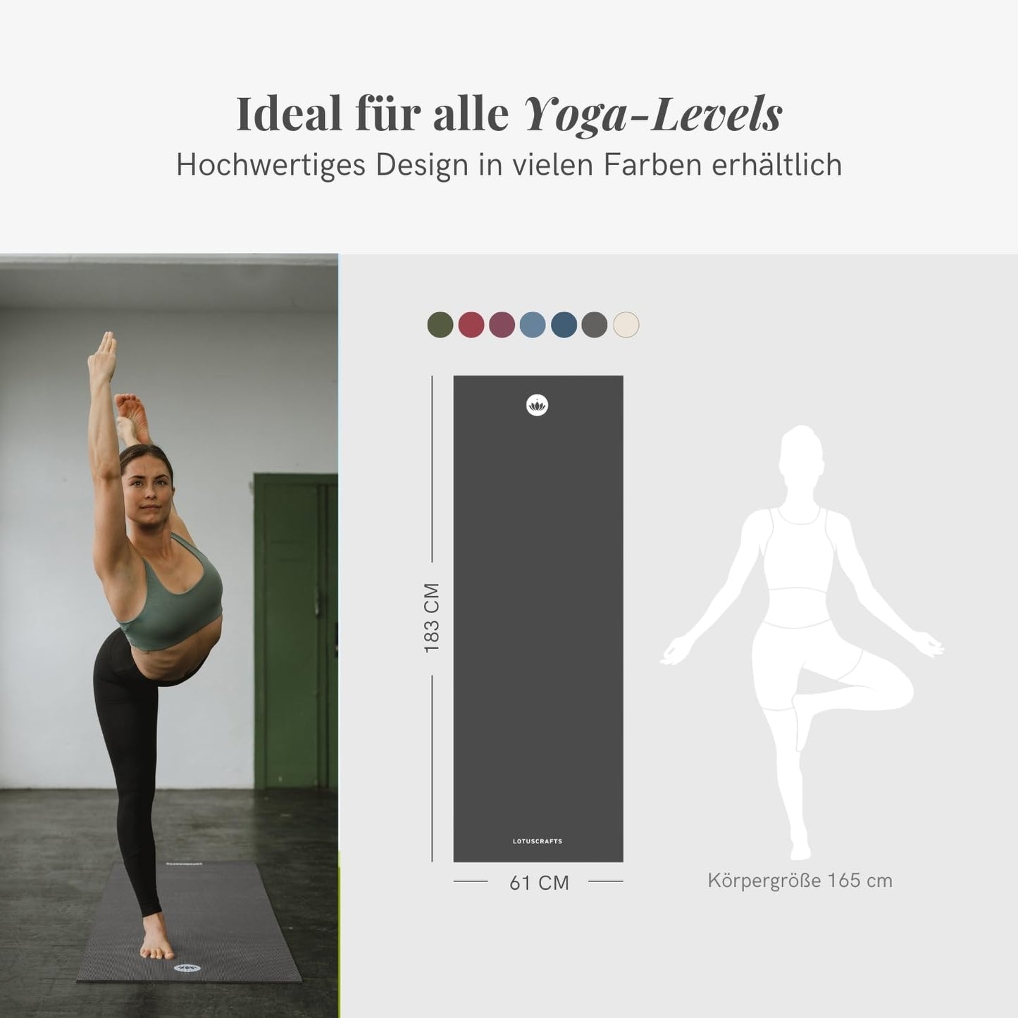 Lotuscrafts Tappetino Yoga Antiscivolo Professionale Mudra Studio XL - Materassino Yoga Antiscivolo per Principianti e Avanzati - Tappeto Yoga Professionale - Yoga Mat