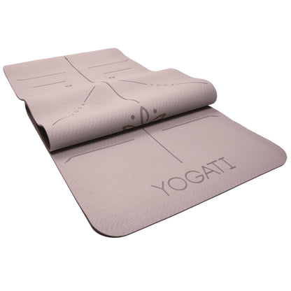 YOGATI - Tappetino Yoga antiscivolo e spesso. Tappetino da yoga con segni di allineamento del corpo. Tappetino sportivo per adulti e bambini. Tappetino da palestra ideale per pilates e fitness. Yoga