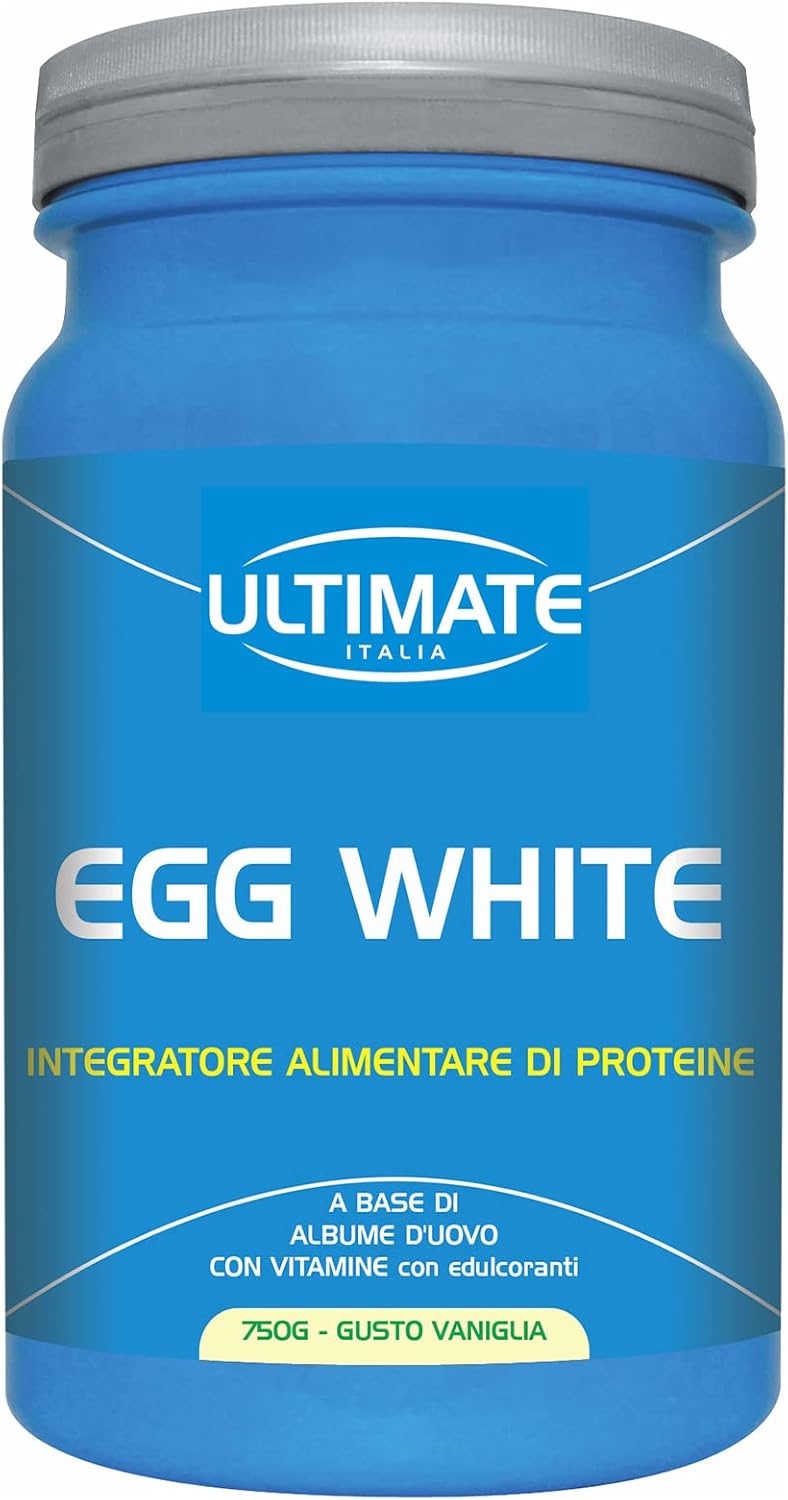 Ultimate Italia Egg White – Proteine di Albume dell'Uovo - Integratore Alimentare di Proteine a Base di Albume d'Uovo – con Vitamine B2 e B6 – Nutre la Massa Magra - Gusto Vaniglia, 750 G