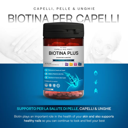 Integratori Per Capelli Biotina Crescita Veloce Pelle Unghie Donna Uomo Anticaduta con Zinco Selenio Vitamina B12 Alta Concentrazione Made in Italy 180 Compresse Confezione Smart