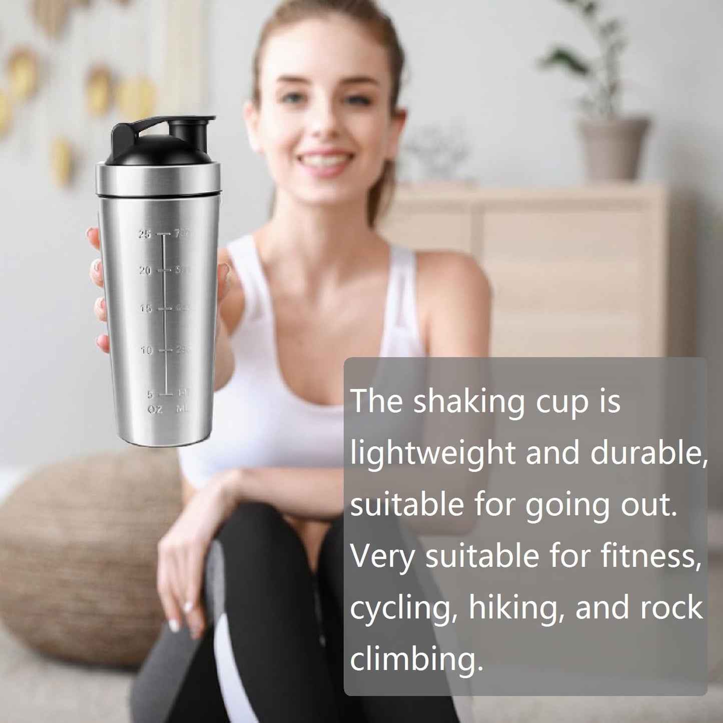 Shaker Proteico in Acciaio Inox, Bottiglia Shaker per Proteine, Shaker da Palestra da 750ml, Shaker Bottle Portable Shaker per Proteine Fitness Borraccia Fitness Bottiglie per Miscele