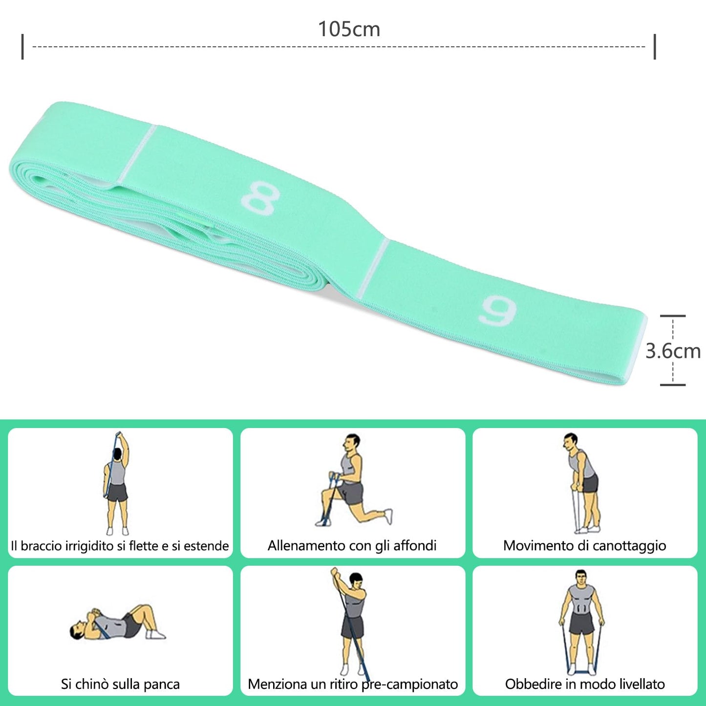 Elastico Fasce di Resistenza, Fitness Elastici e bande Yoga Stretching Band Ceinture Elastiche Cinghia Elastica