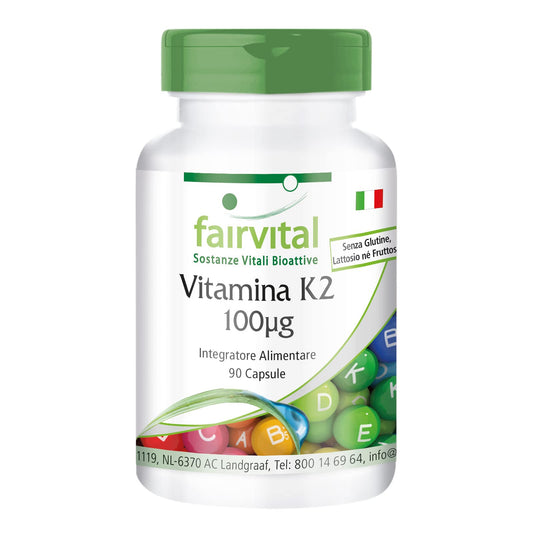 Fairvital | Vitamina K2 100mcg, menachinone naturale, MK-7, vegan, 90 capsule